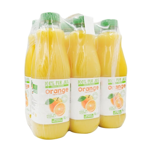 Pack pur jus d'orange sans pulpe PET 1L