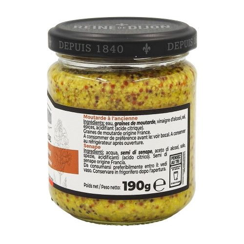 Moutarde à l'ancienne pot 190g Reine de Dijon