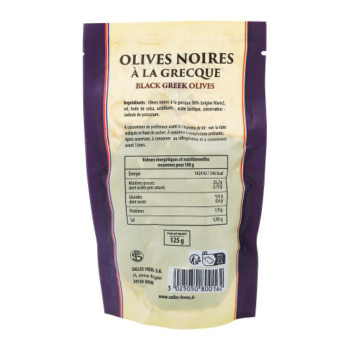Olives noires grecque sachet 125g La Colombe