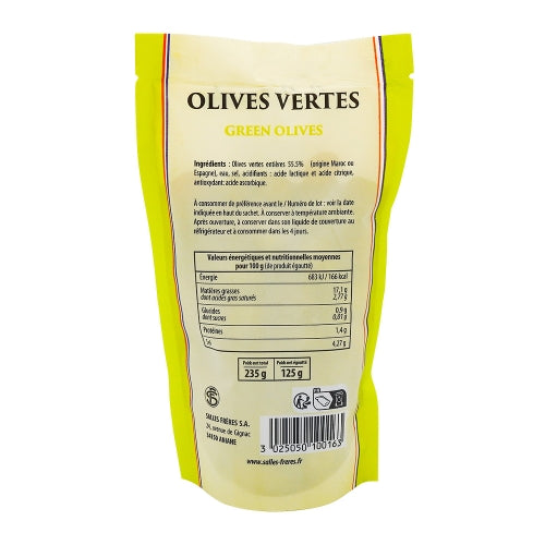 Olives vertes entières sachet 125g La Colombe