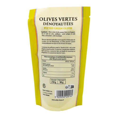 Olives vertes dénoyautées sachet de 90g La Colombe