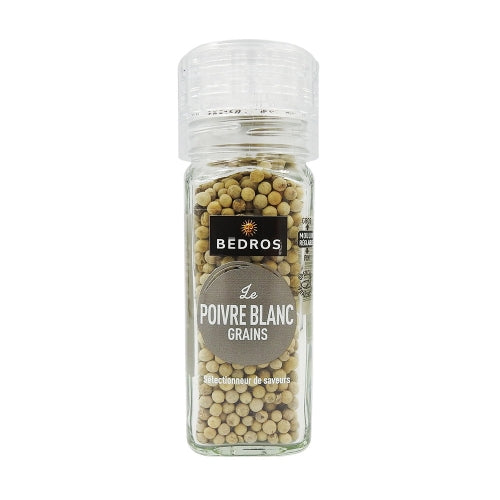 Poivre blanc en grains moulin 54g Bédros