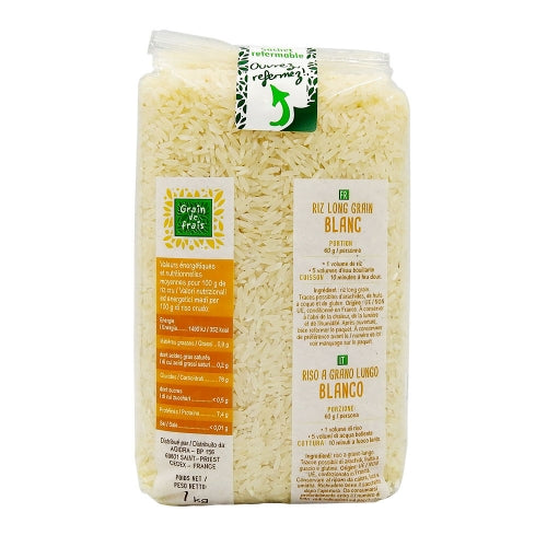Riz long grain blanc paquet 1kg