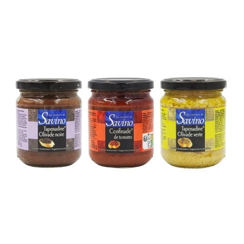 Trio tapenadines noire,verte,tomate 3x190g Savino